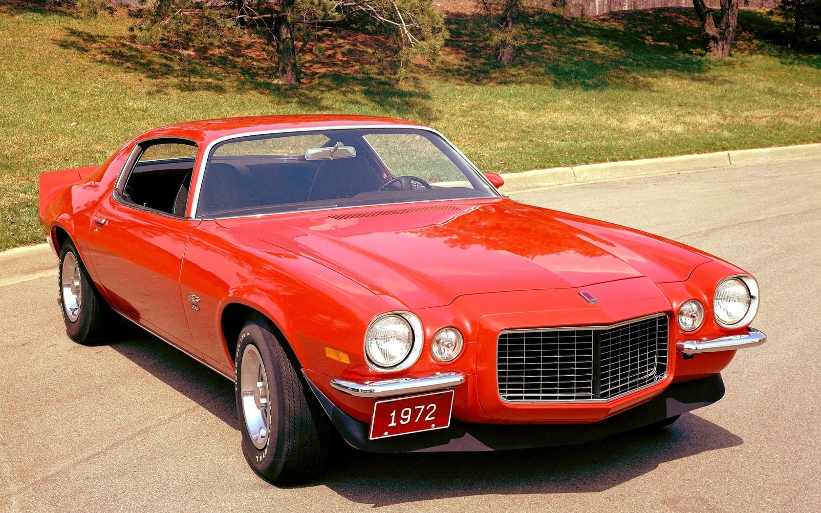 chevrolet, camaro, 1972, muscle car, red, шевроле,