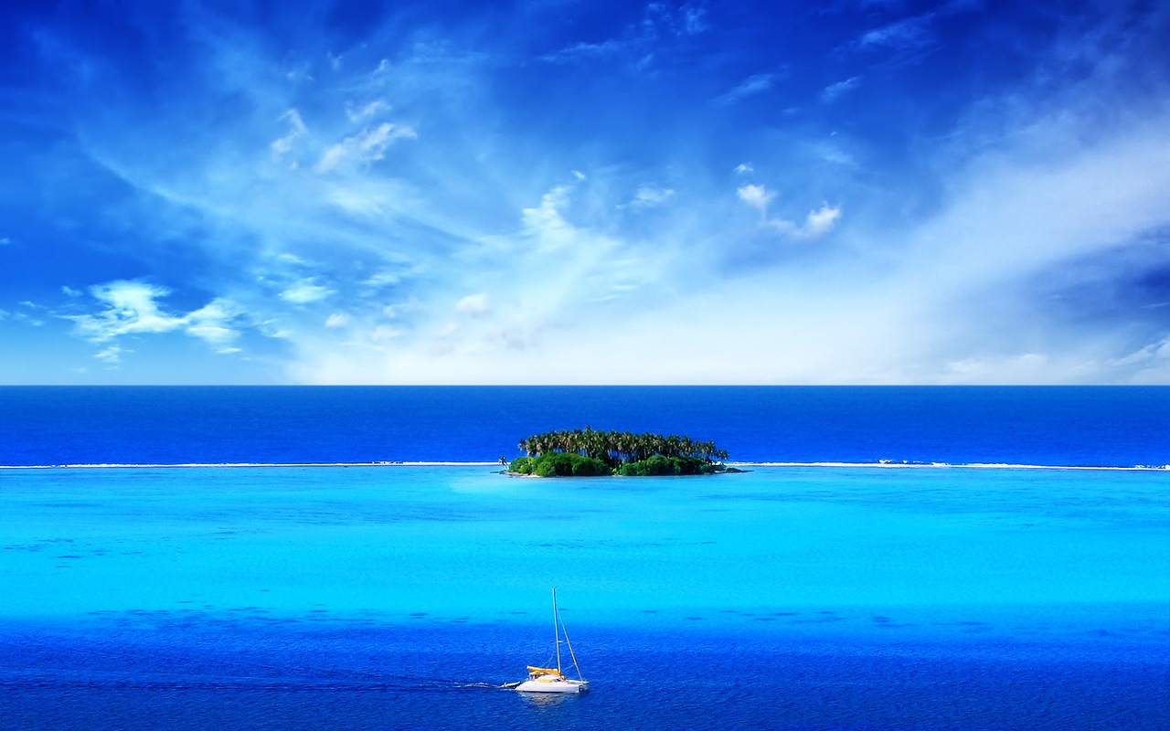 море,вода,яхта,остров,небо,ясно,природа