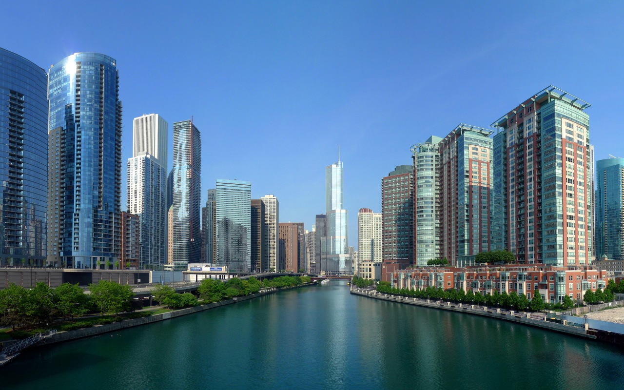 Чикаго,река,город,америка