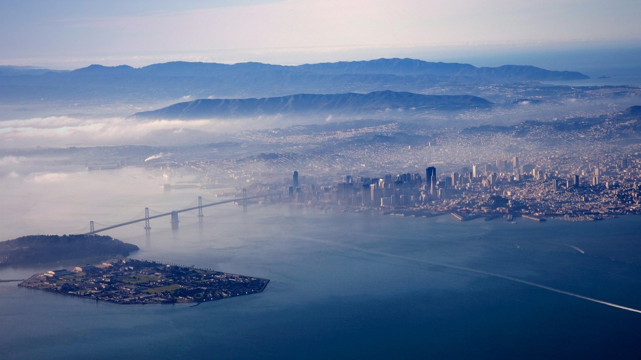 Сан-Франциско,город,америка,вода,мост,здания, небо