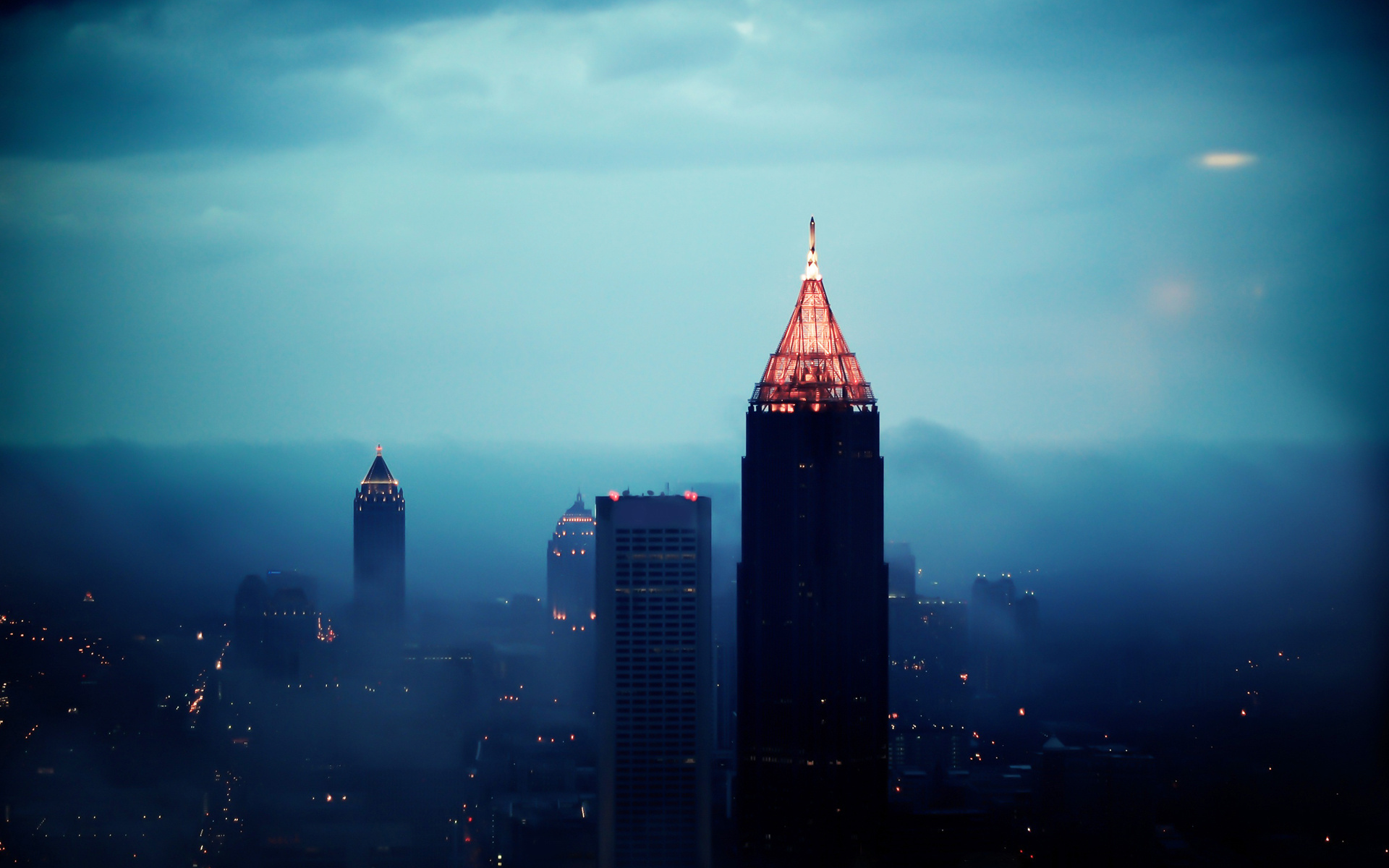город , высота , небоскребы , туман