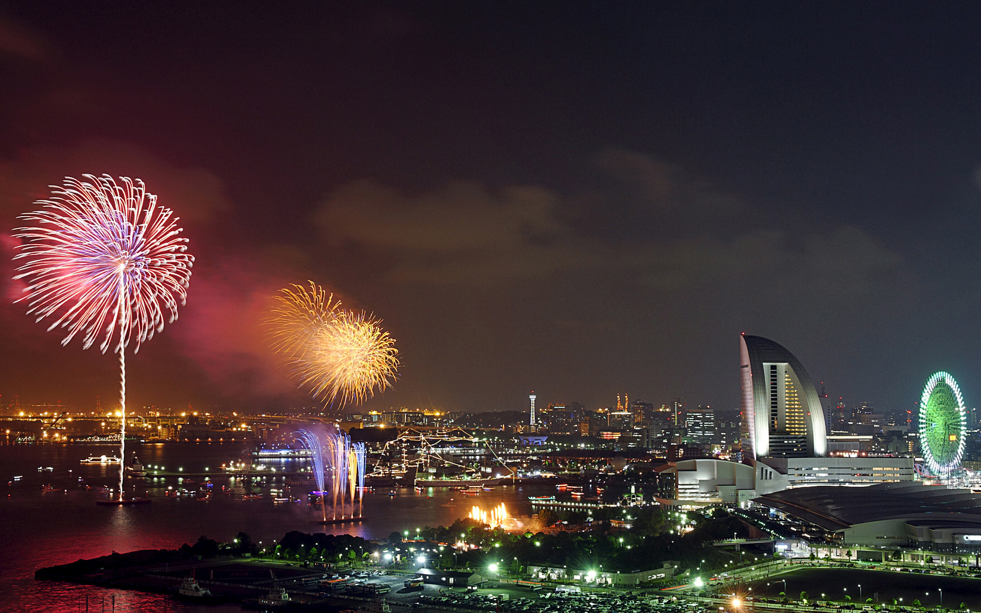 Fireworks. Yokohama, Kanagawa, Japan, фейерверк, с